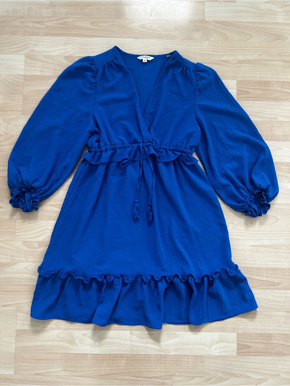 Max Studio Cobalt Blue Ruffle Tie-Waist Dress
